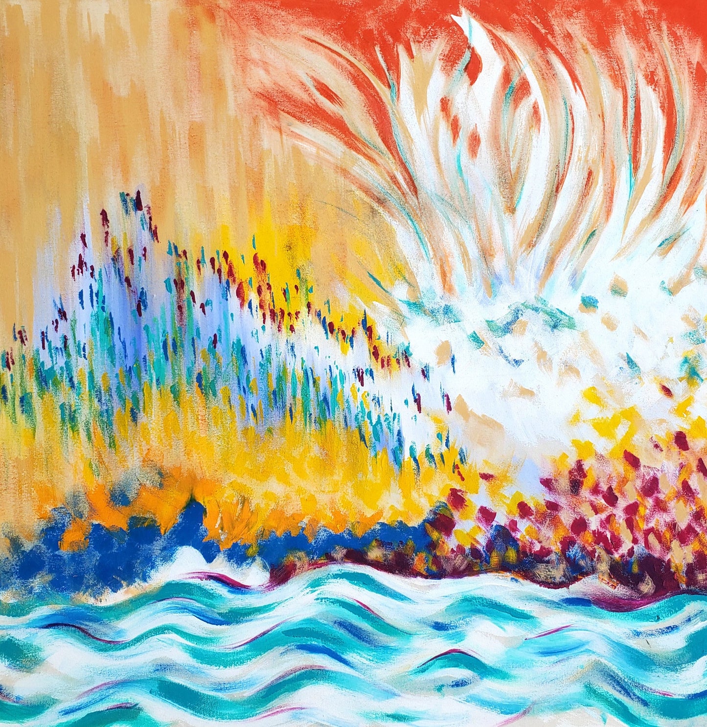 Fire in the Midst of a Storm - 40" x 40"