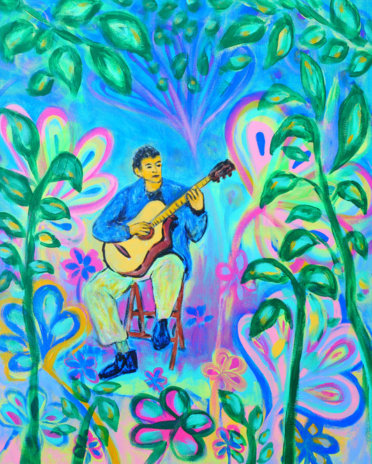 Guitar Player in Nature - 16" x 20"